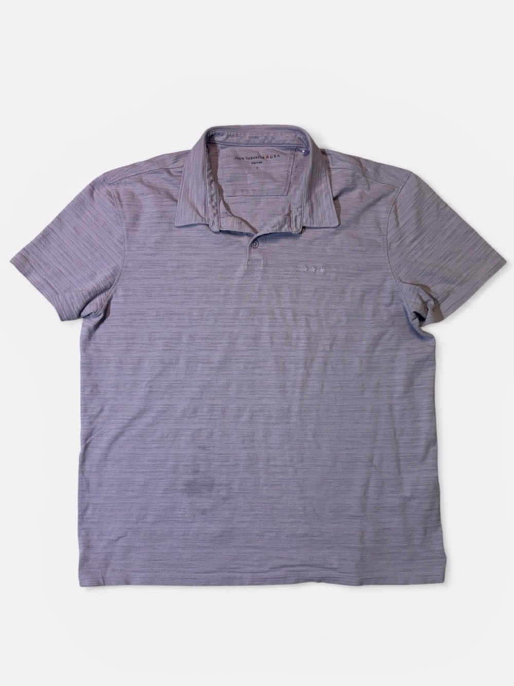 John Varvatos mens L Large lavender purple cotton polo shirt EUC
